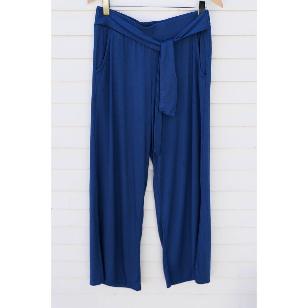 Gaiam Uptown Lounge Park Tie Wide Leg Pants in Estate Blue Women's LG